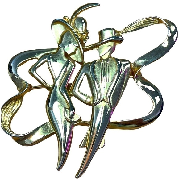 𝅺J.J. Brooch, Dressed up couple, vintage, 1980’s or 1990’s, Excellent condition - Picture 2 of 5
